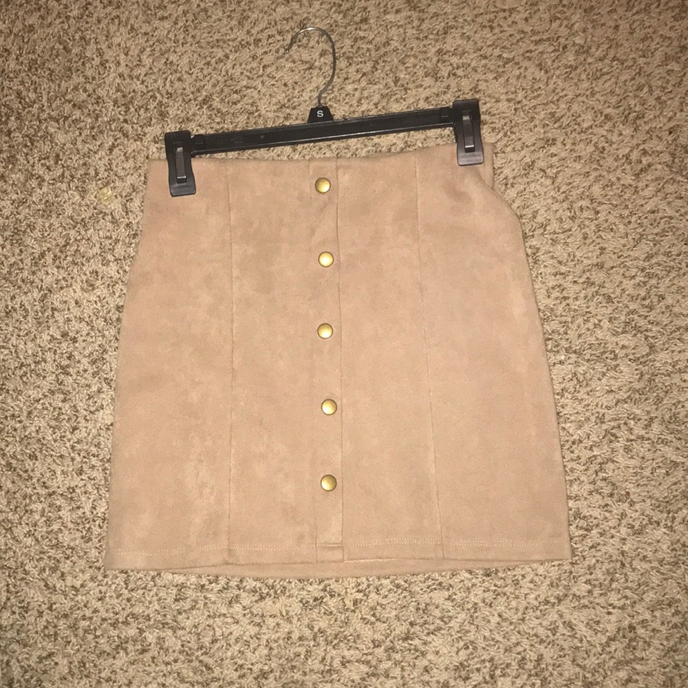 Suede button up skirt